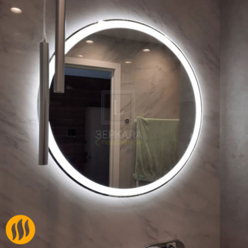 Круглое зеркало в ванну с подсветкой и подогревом (антизапотеванием) Латина