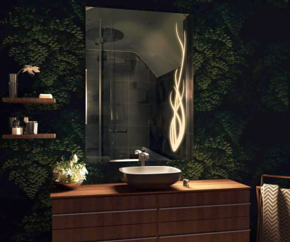 Зеркало в ванную с дизайнерской подсветкой Леона